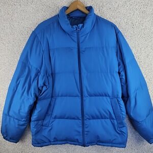 Lands End Down Feather Filled Puffer Jacket Parka Men's XLT Blue